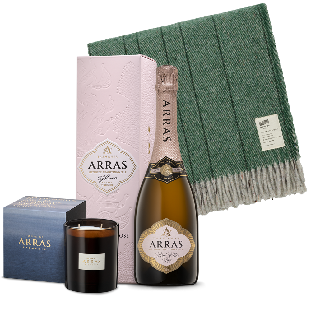 Brut Elite Rosé + Raconteur Candle + Waverley Mills Throw