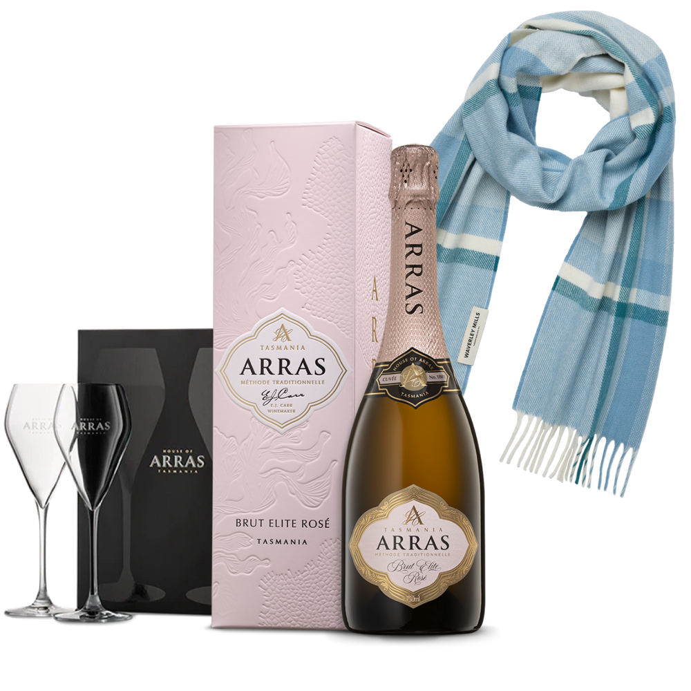 Brut Elite Rosé + Arras Twin Flute Pack + Waverley Mills Scarf